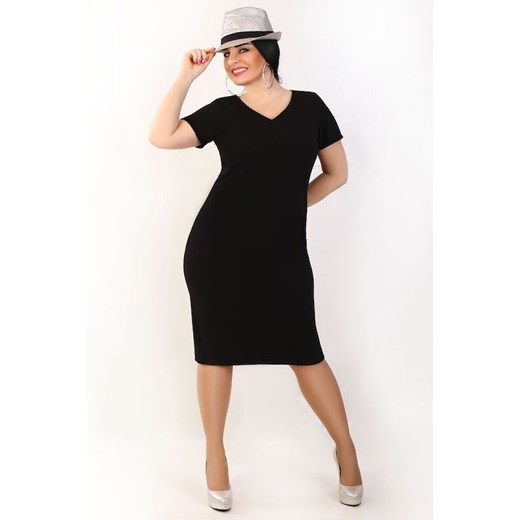 Sukienka gładka CARMEN z krótkim rękawkiem, czarna   54 Oscar Fashion