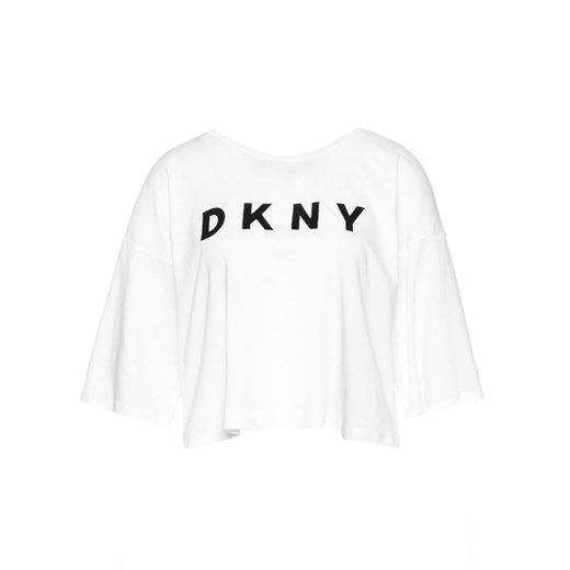 Bluzka damska DKNY z krótkim rękawem biała młodzieżowa 