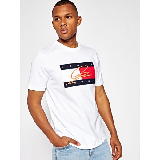T-shirt męski Tommy Hilfiger w stylu młodzieżowym biały z krótkim rękawem 