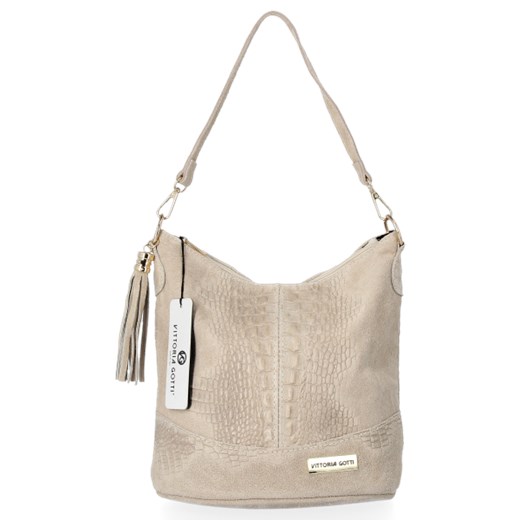 Shopper bag Vittoria Gotti elegancka na ramię skórzana bez dodatków matowa 