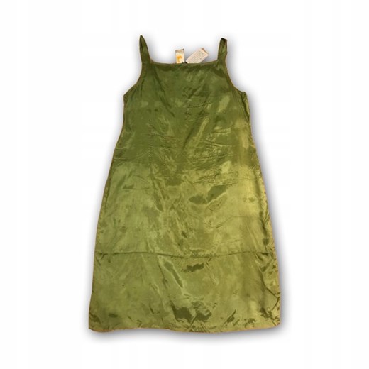 Zielona satynowa sukienka na ramiączka S 36 - 0094