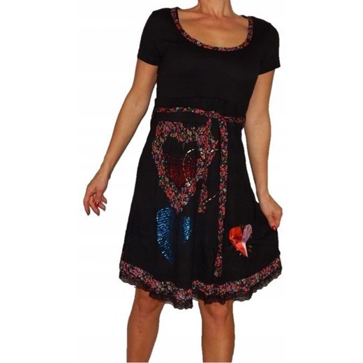 Sukienka Desigual mini na uczelnię Odzież Damska VL czarny KVZZ Sukienka Desigual mini na uczelnię Odzież Damska VL czarny KVZZ