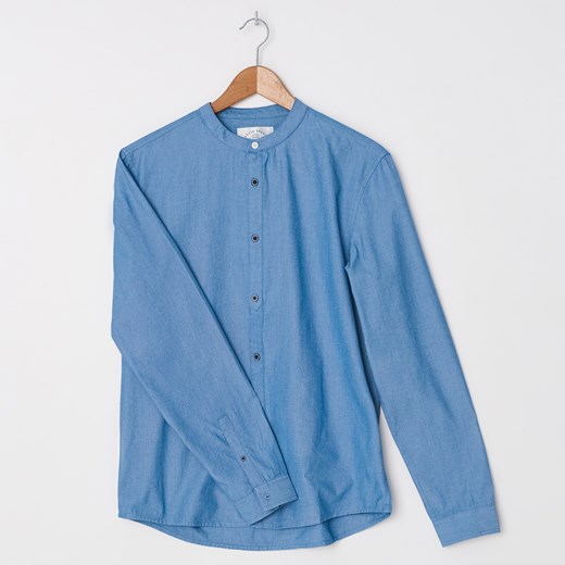 Koszula męska House z długim rękawem niebieska na wiosnę jeansowa 
