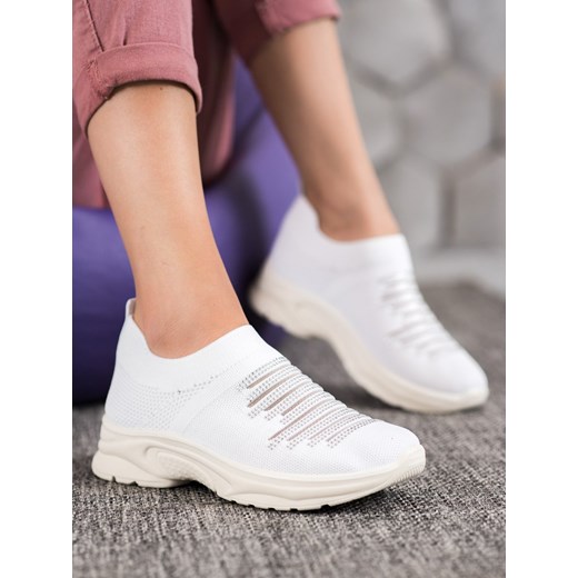 Buty sportowe damskie CzasNaButy sneakersy bez zapięcia na płaskiej podeszwie wiosenne bez wzorów 