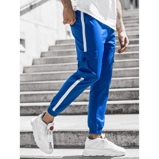 Spodnie męskie chino joggery niebieskie OZONEE DJ/5580 ze sklepu ozonee.pl w kategorii Spodnie męskie - zdjęcie 87394186