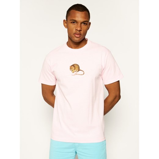T-shirt męski różowy Huf z krótkimi rękawami 