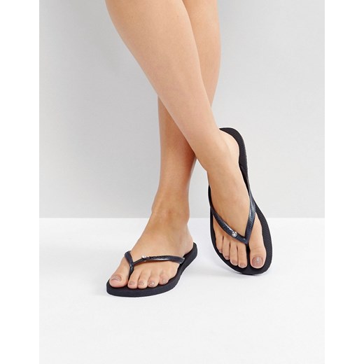 Havaianas – Czarne japonki z ozdobnym kryształkiem-Czarny