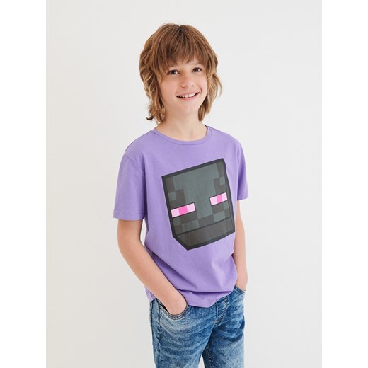Reserved - Bawełniany t-shirt Minecraft - Fioletowy
