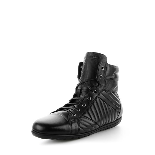Czarne sportowe buty za kostkę ze skóry licowej NEGAR