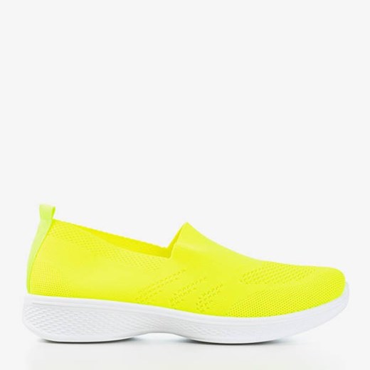 Buty sportowe damskie Royalfashion.pl w stylu młodzieżowym żółte bez zapięcia płaskie 