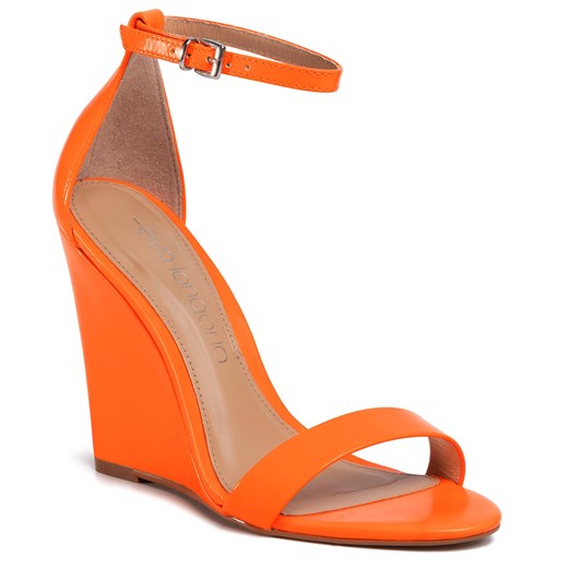 Sandały damskie Eva Longoria z klamrą pomarańczowe z gumy na wysokim obcasie 