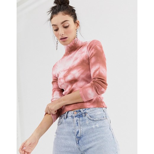 Stradivarius STR różowy golf tie dye z długimi rękawami