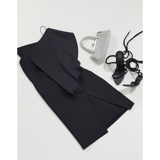 AQAQ – Czarna sukienka bandażowa na jedno ramię-Czarny Aqaq  40 wyprzedaż Asos Poland 