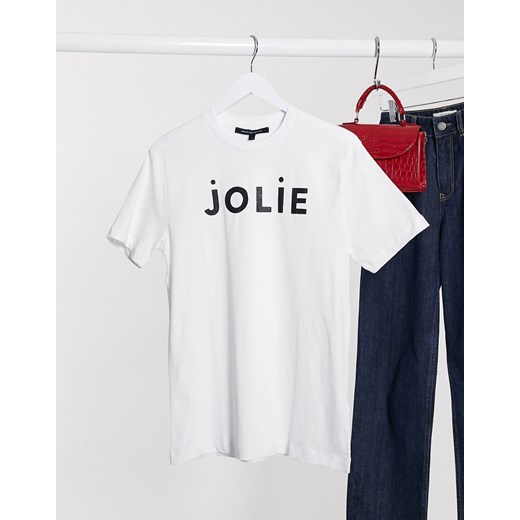 French Connection Jolie – Biały T-shirt z napisem French Connection  L okazja Asos Poland 