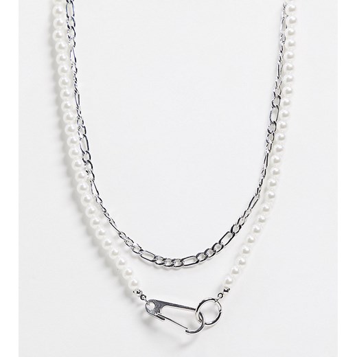 ASOS DESIGN Curve — Wielorzędowy naszyjnik ze sztucznymi perłami w kolorze srebra-Srebrny  asos No Size Asos Poland