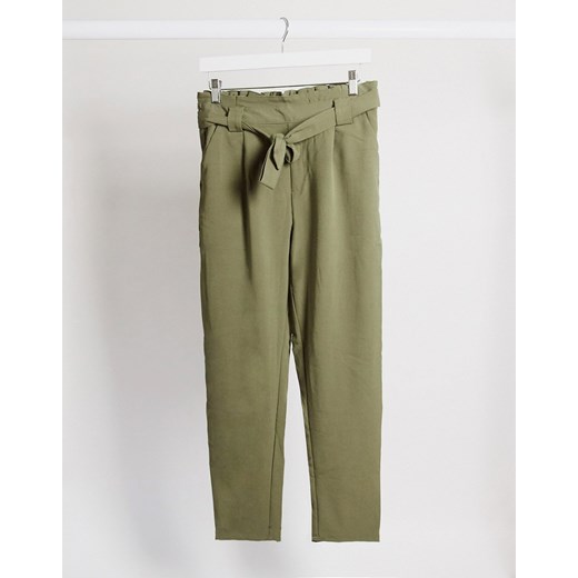 JDY – Dakota – Zielone spodnie z talią typu paperbag-Zielony