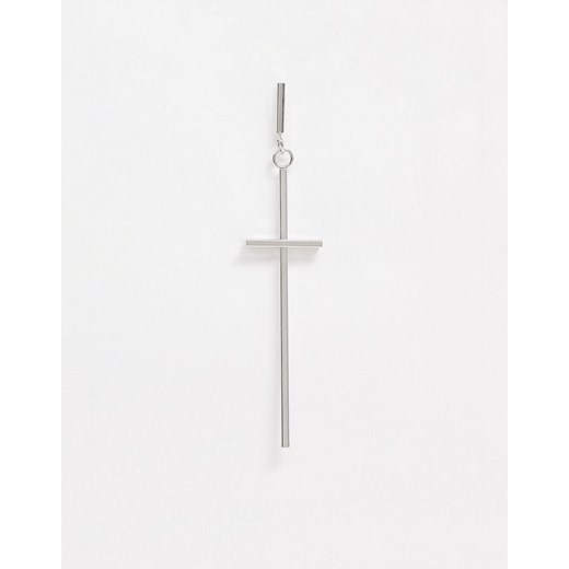 DesignB – Pojedynczy srebrny kolczyk oversize w kształcie krzyża