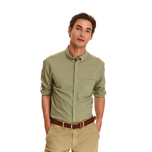 Top Secret koszula męska z długimi rękawami casual szara na wiosnę 