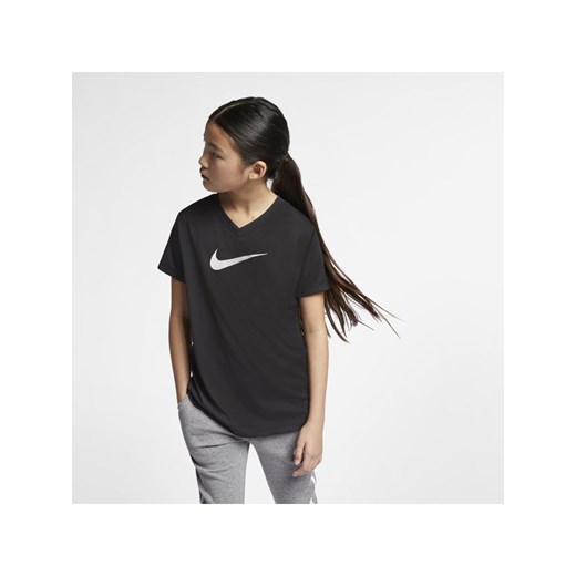 Bluzka dziewczęca czarna Nike z krótkim rękawem 