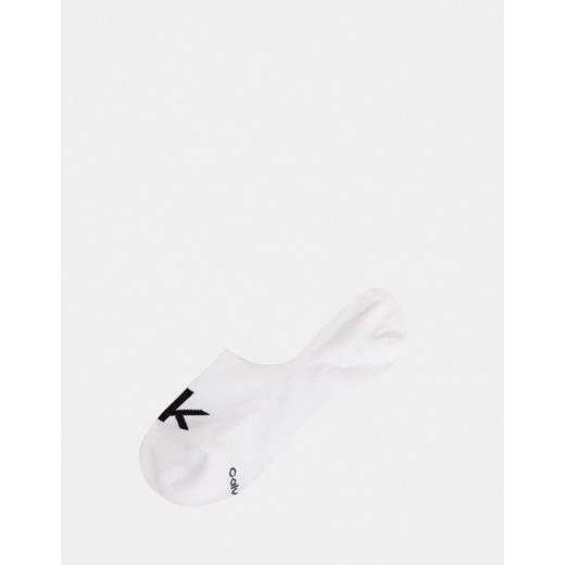 Calvin Klein – Białe skarpetki stopki z logo w stylu retro-Biały