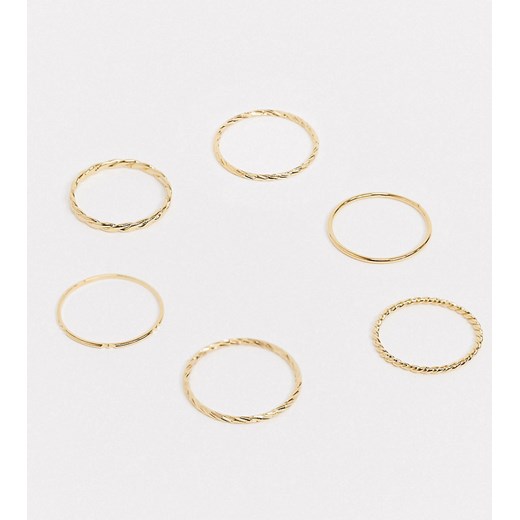 Orelia – Zestaw pozłacanych pierścionków w 6 różnych wzorach-Złoty Orelia  M/L Asos Poland