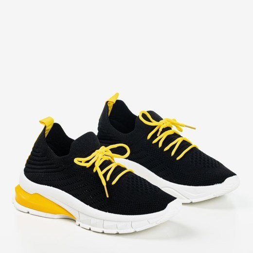 Czarne buty sportowe z żółtą wstawką Extrim - Obuwie  Royalfashion.pl 36 