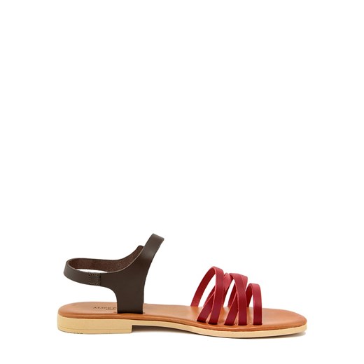 Skórzane sandały w kolorze ciemnobrązowo-czerwonym