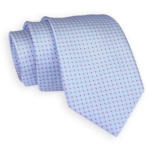 Błękitny Elegancki Krawat -Angelo di Monti- 7 cm, Męski, w Drobne Kropki, Groszki KRADM1736 Angelo Di Monti   JegoSzafa.pl
