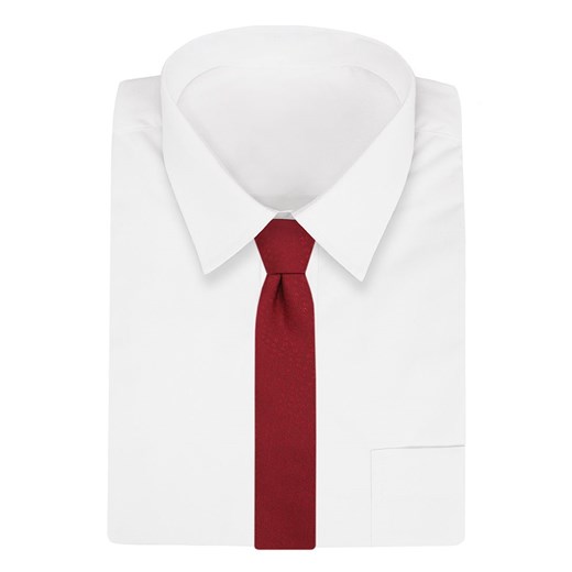 Czerwony Klasyczny Elegancki Krawat -Angelo di Monti- 7 cm, Męski, w Tłoczony Wzór w Kwiatki KRADM1738 Angelo Di Monti   JegoSzafa.pl