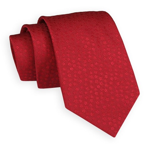 Czerwony Klasyczny Elegancki Krawat -Angelo di Monti- 7 cm, Męski, w Tłoczony Wzór w Kwiatki KRADM1738 Angelo Di Monti   JegoSzafa.pl