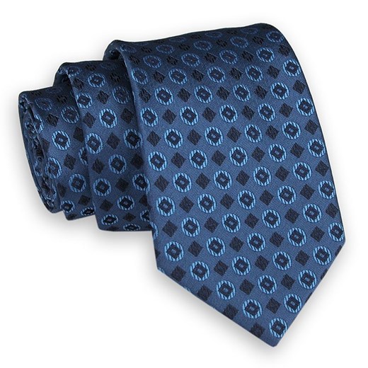 Granatowo-Niebieski Elegancki Krawat -Angelo di Monti- 7 cm, Męski, Wzór Geometryczny KRADM1734 Angelo Di Monti   JegoSzafa.pl