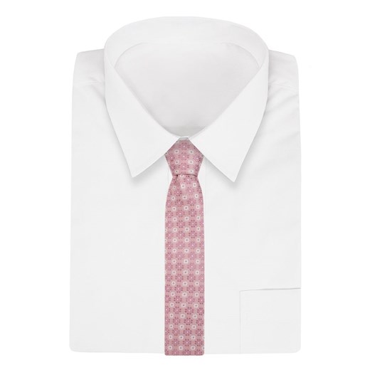 Pudrowy Różowy Elegancki Krawat -Angelo di Monti- 7 cm, Męski, Wzór Geometryczny KRADM1735  Angelo Di Monti  JegoSzafa.pl