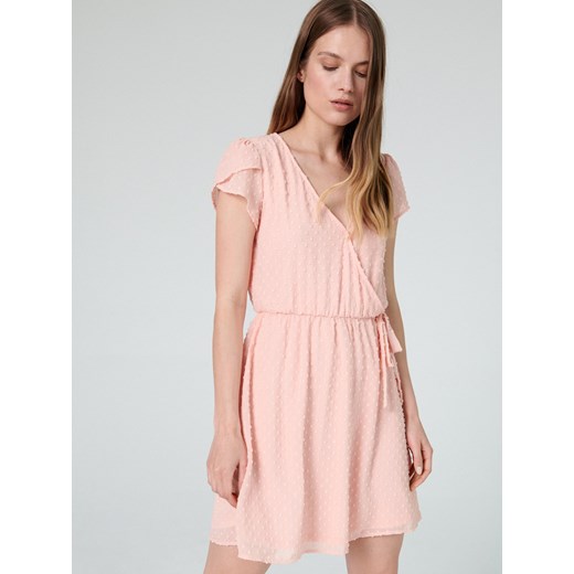 Sukienka Cropp różowa z krótkim rękawem mini trapezowa 