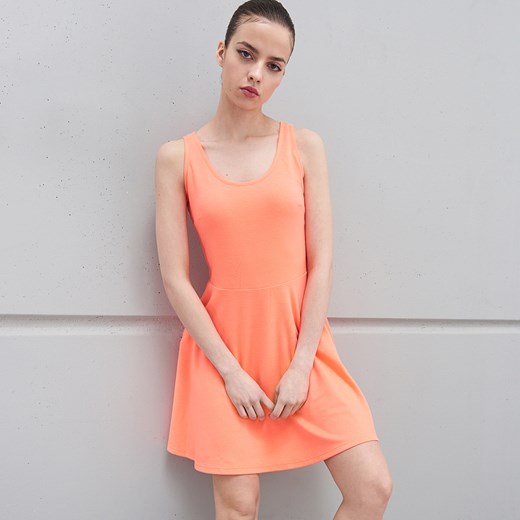 Sinsay - Gładka sukienka mini - Pomarańczowy