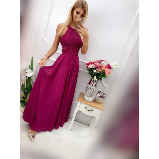 Melania- sukienka długa maxi fuksja 34 fuksja E-sukienki.pl  34 