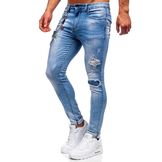Denley jeansy męskie niebieskie z elastanu 