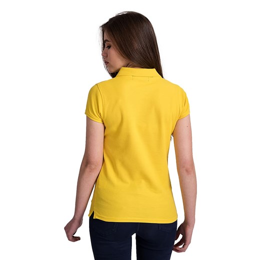 Bluzka damska żółta Polo Club z kołnierzykiem z krótkim rękawem bawełniana 