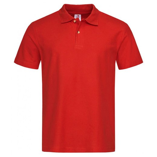 Czerwona Bawełniana Koszulka POLO -STEDMAN- Męska, Krótki Rękaw, z Kołnierzykiem, Casualowa TSJNPLPOLOST3000scarletred ze sklepu JegoSzafa.pl w kategorii T-shirty męskie - zdjęcie 87977558