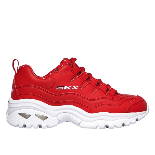 Buty sportowe damskie Skechers czerwone sznurowane skórzane 
