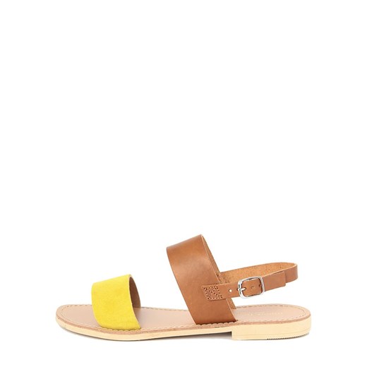 Skórzane sandały w kolorze jasnobrązowo-żółtym