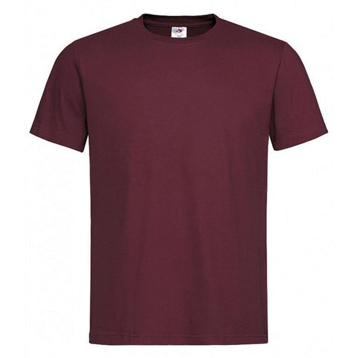 Bordowy Bawełniany T-Shirt Męski Bez Nadruku -STEDMAN- Koszulka, Krótki Rękaw, Basic, U-neck TSJNPLST2000burgundyred ze sklepu JegoSzafa.pl w kategorii T-shirty męskie - zdjęcie 88051266