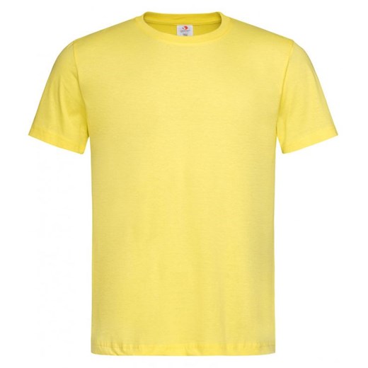 Żółty Bawełniany T-Shirt Męski Bez Nadruku -STEDMAN- Koszulka, Krótki Rękaw, Basic, U-neck TSJNPLST2000yellow ze sklepu JegoSzafa.pl w kategorii T-shirty męskie - zdjęcie 88051316