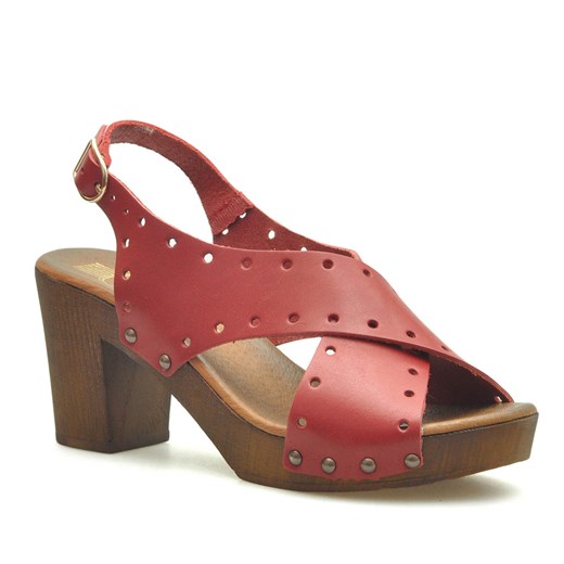 Sandały Lemar 40170 Czerwone lico ze sklepu Arturo-obuwie w kategorii Sandały damskie - zdjęcie 88069538