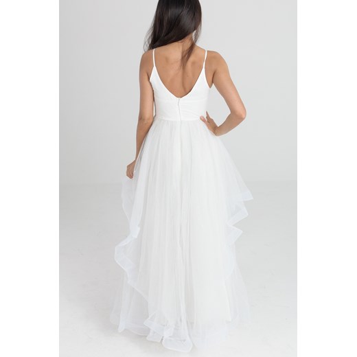 Sukienka trapezowa biała z dekoltem v elegancka 