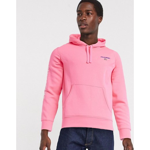 Polo Ralph Lauren – Różowa neonowa bluza z kapturem i logo z flagą-Różowy Polo Ralph Lauren  L Asos Poland