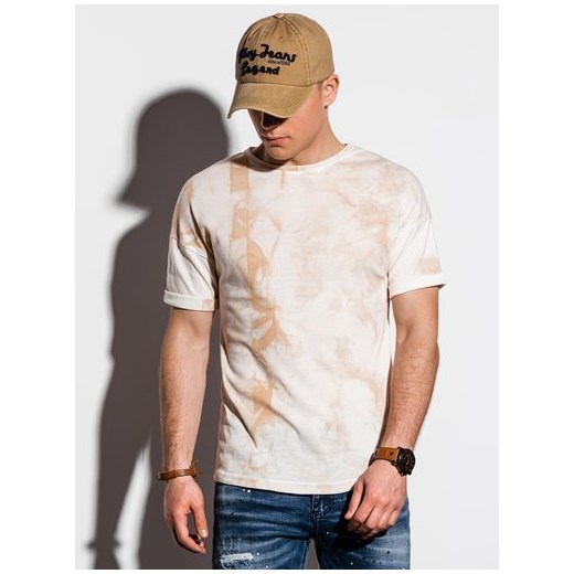 T-shirt męski Ombre beżowy na wiosnę