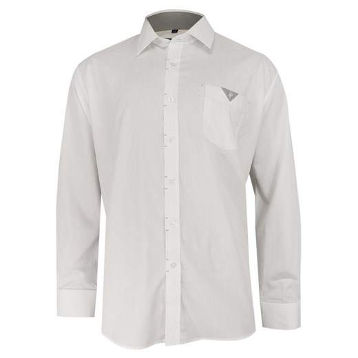 Biała Elegancka Koszula Męska z Długim Rękawem, 100% Bawełna -CHIAO- Taliowana, z Kieszonką KSDWCHIAOM6B03C ze sklepu JegoSzafa.pl w kategorii Koszule męskie - zdjęcie 88134675