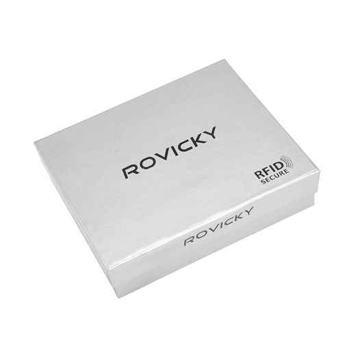 Piękny duży portfel męski ze skóry licowej z RFID — Rovicky