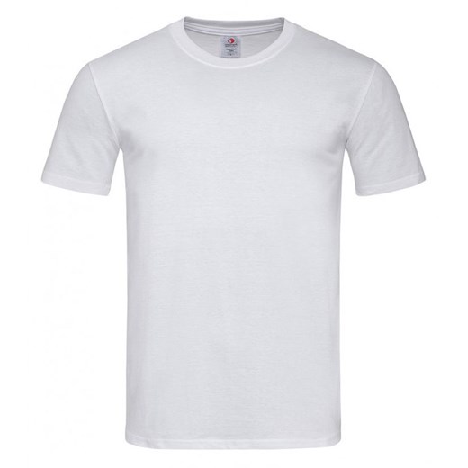 Biały T-Shirt Męski Bez Nadruku -STEDMAN- 100% Bawełna, Koszulka, Krótki Rękaw, Basic, U-neck TSJNPLST2010FITTEDwhite ze sklepu JegoSzafa.pl w kategorii T-shirty męskie - zdjęcie 88162496
