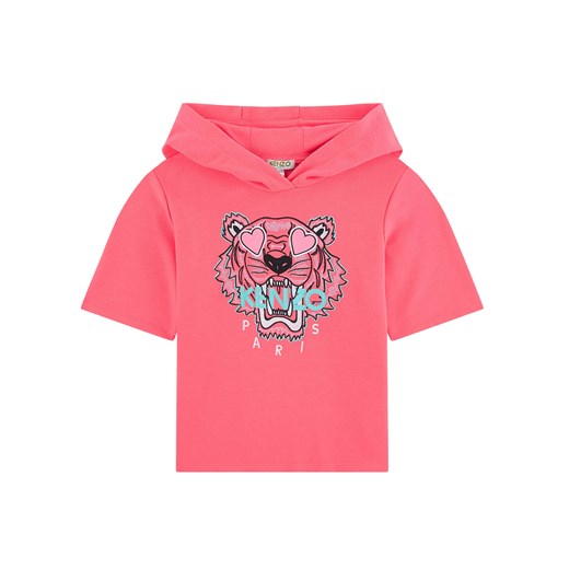 Różowa bluza z kapturem Tiger 3-14 lat Kenzo Kids  3 LATA Moliera2.com
